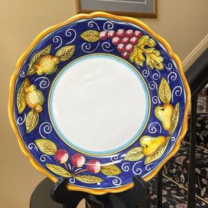 Late 20th Century Vintage Hand Painted Fruit Deruta Italian Platter 
Stamped